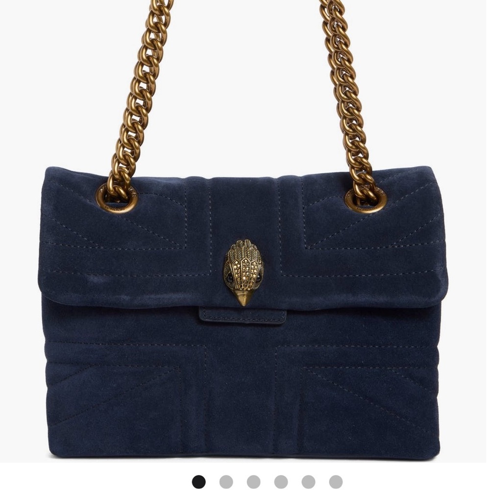 Elegant Navy Blue Suede Handbag